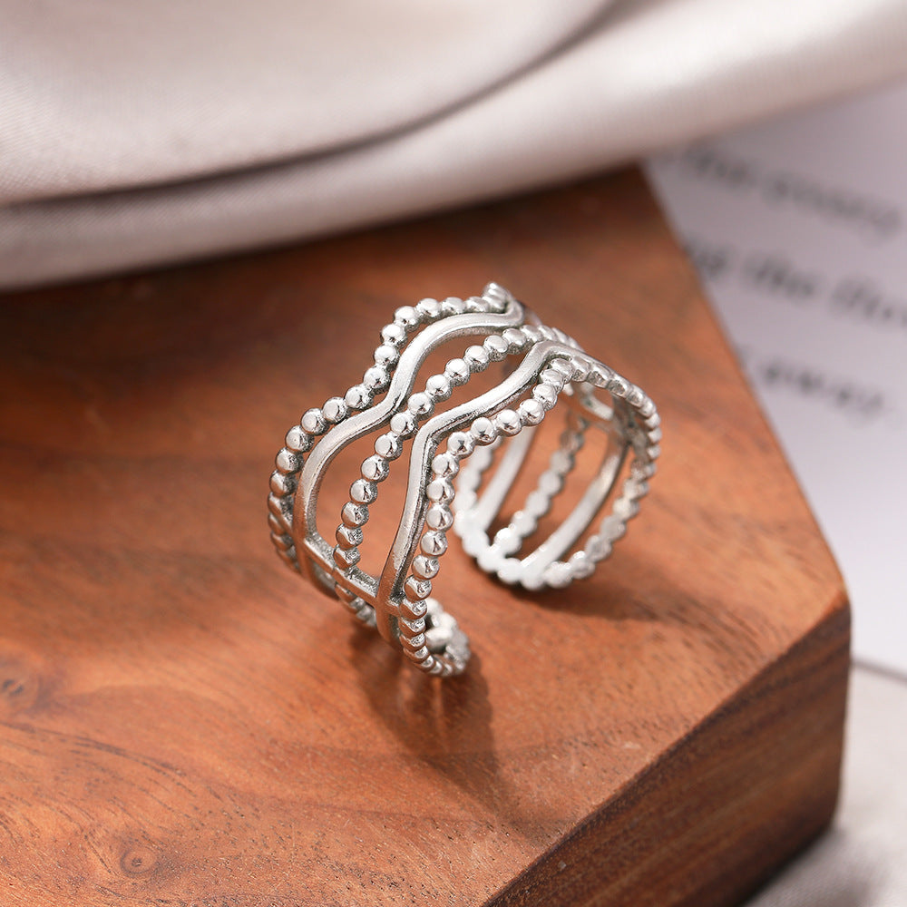 SRNG-30 - Weave Stainless Steel Ring - Adjustable
