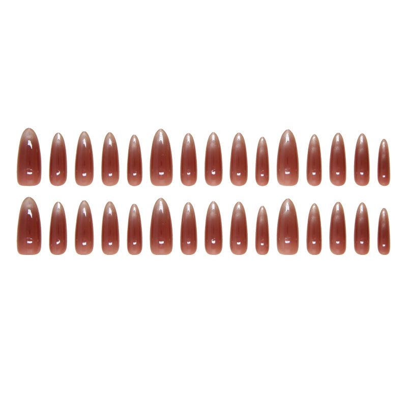 Wine Red Cat's Eye Fake Nails - 30Pcs