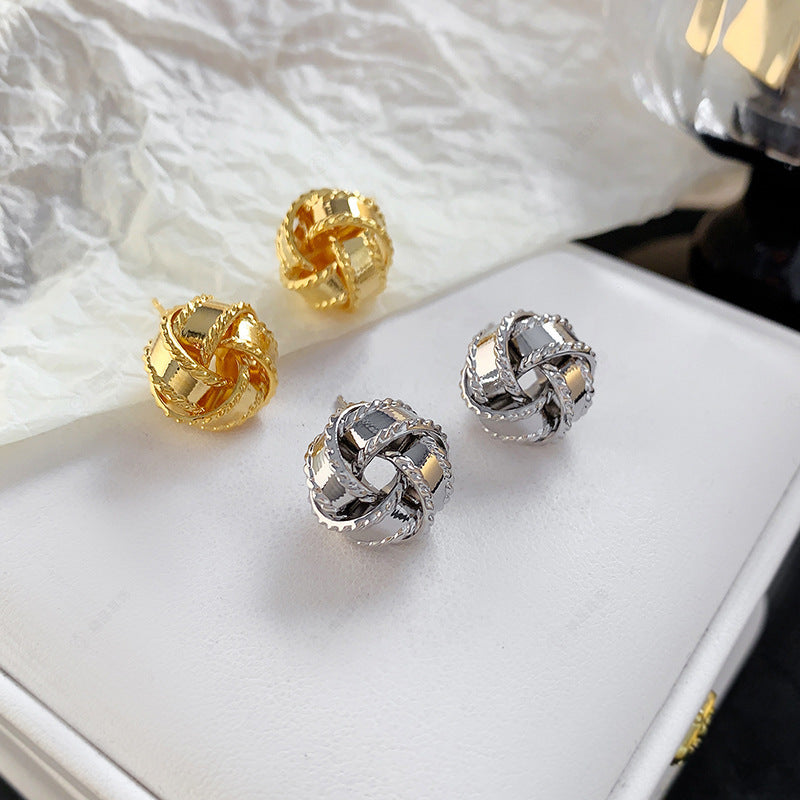 ER489 - Woven Embroidered Ball Earrings