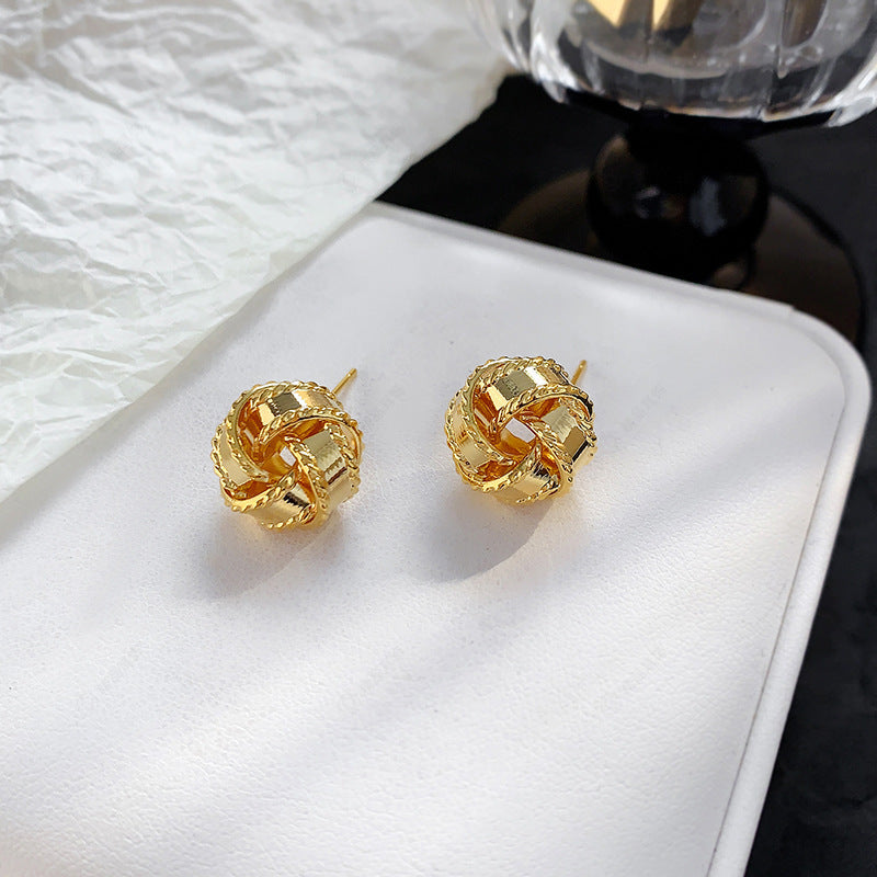 ER489 - Woven Embroidered Ball Earrings
