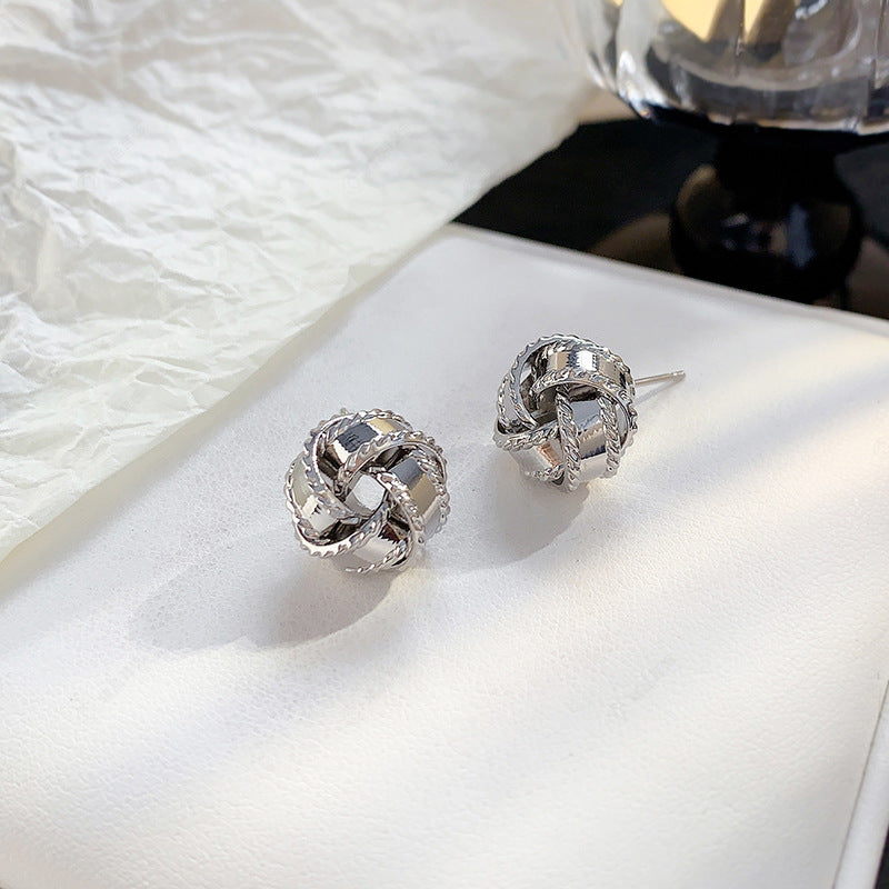 ER489 - Woven Embroidered Ball Earrings