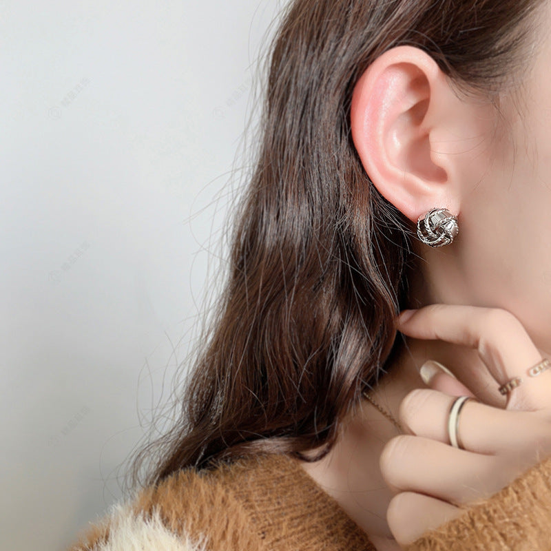 ER489 - Woven Embroidered Ball Earrings