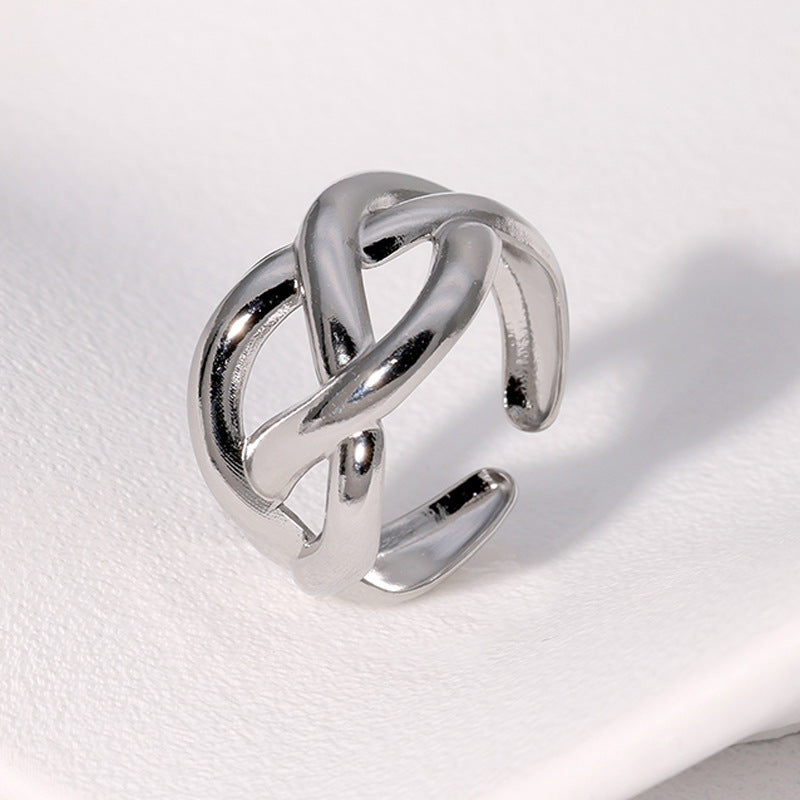 SRNG-48 - Woven Intertwined Stainless Steel Ring - Adjustable