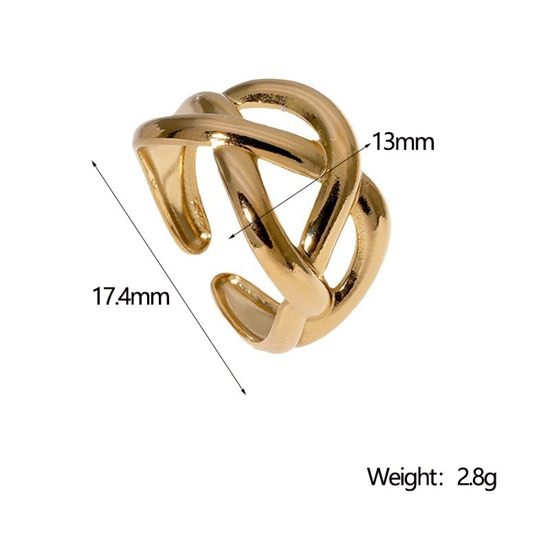 SRNG-48 - Woven Intertwined Stainless Steel Ring - Adjustable
