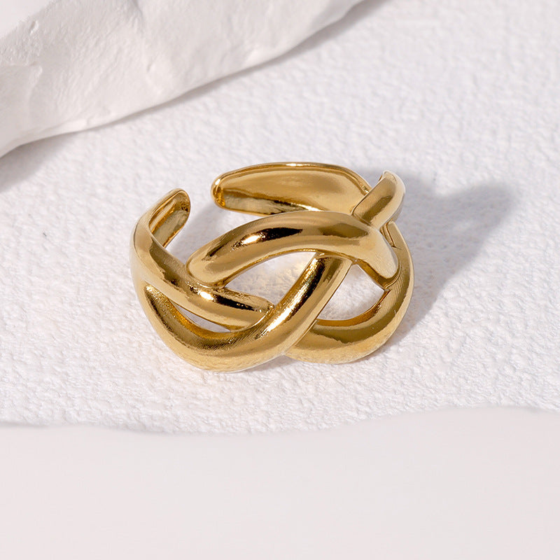 SRNG-48 - Woven Intertwined Stainless Steel Ring - Adjustable