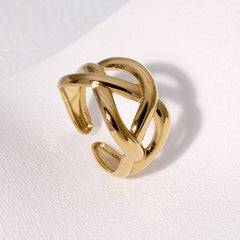 SRNG-48 - Woven Intertwined Stainless Steel Ring - Adjustable