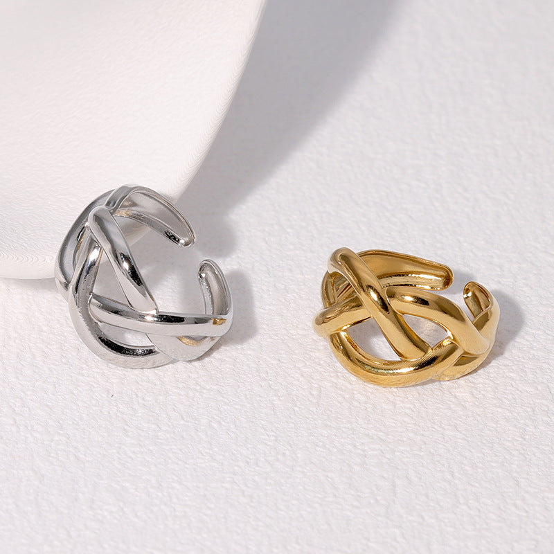 SRNG-48 - Woven Intertwined Stainless Steel Ring - Adjustable