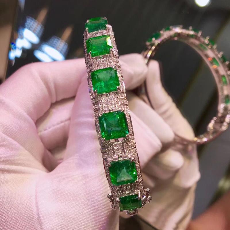 ZBRAL01 -  Natural Emerald Plated 18k Bracelet