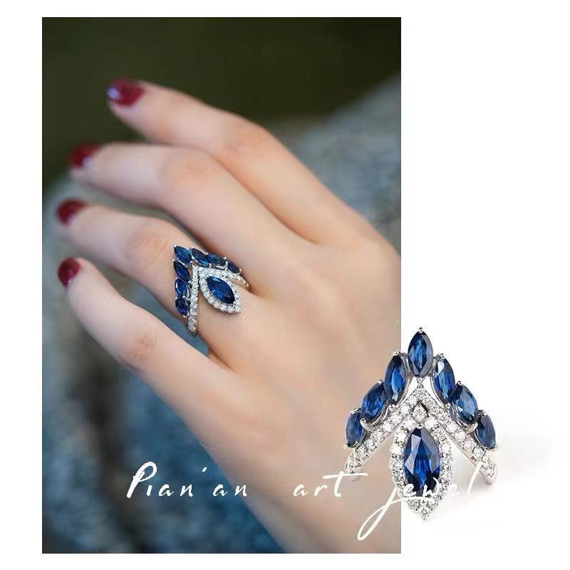 ZRNG 107 - Teardrop Shaped Cubic Ring - Adjustable