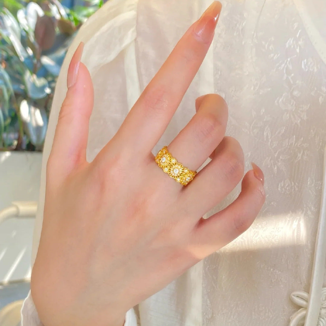 ZRNG 109 - White Diamond Window Ring - Adjustable