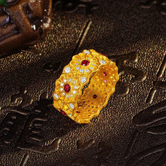 ZRNG 110 - Red Sapphire Rose Window Ring - Adjustable
