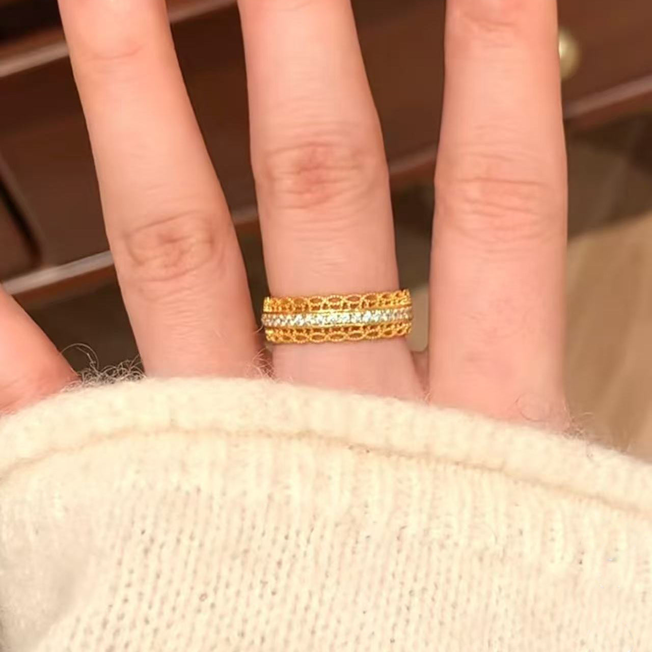 ZRNG 111 -Silk Wealth and Coins Ring - Adjustable