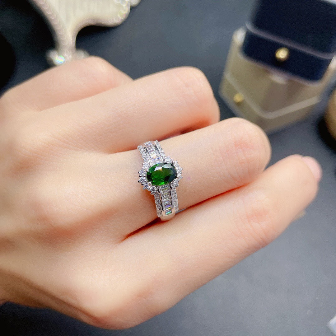 ZRNG 117 - Imitation Natural Diopside Ring - Adjustable