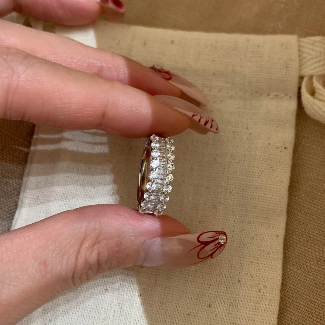 ZRNG 119 - Gold & Red Sapphire Band Ring - Adjustable