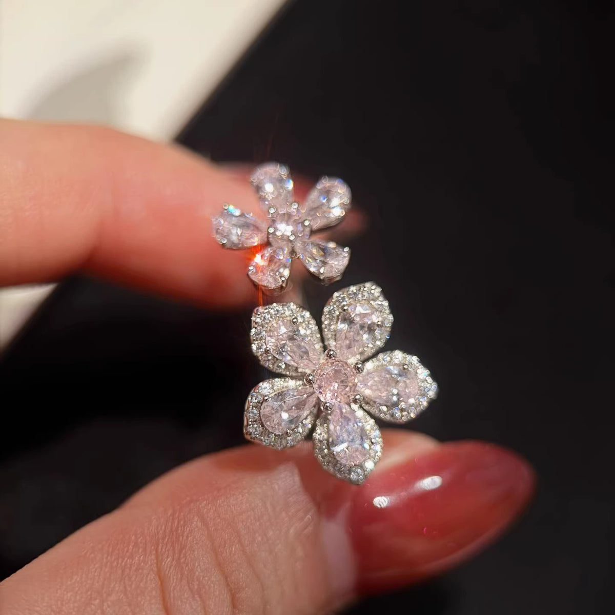 ZRNG 121 - Pink Flower Ring [Adjustable opening]