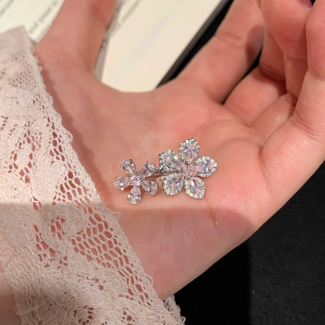 ZRNG 121 - Pink Flower Ring [Adjustable opening]