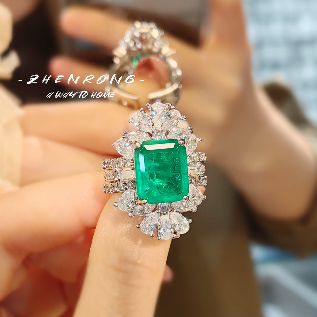 ZRNG 158 - Emerald Ring Set [Adjustable opening]