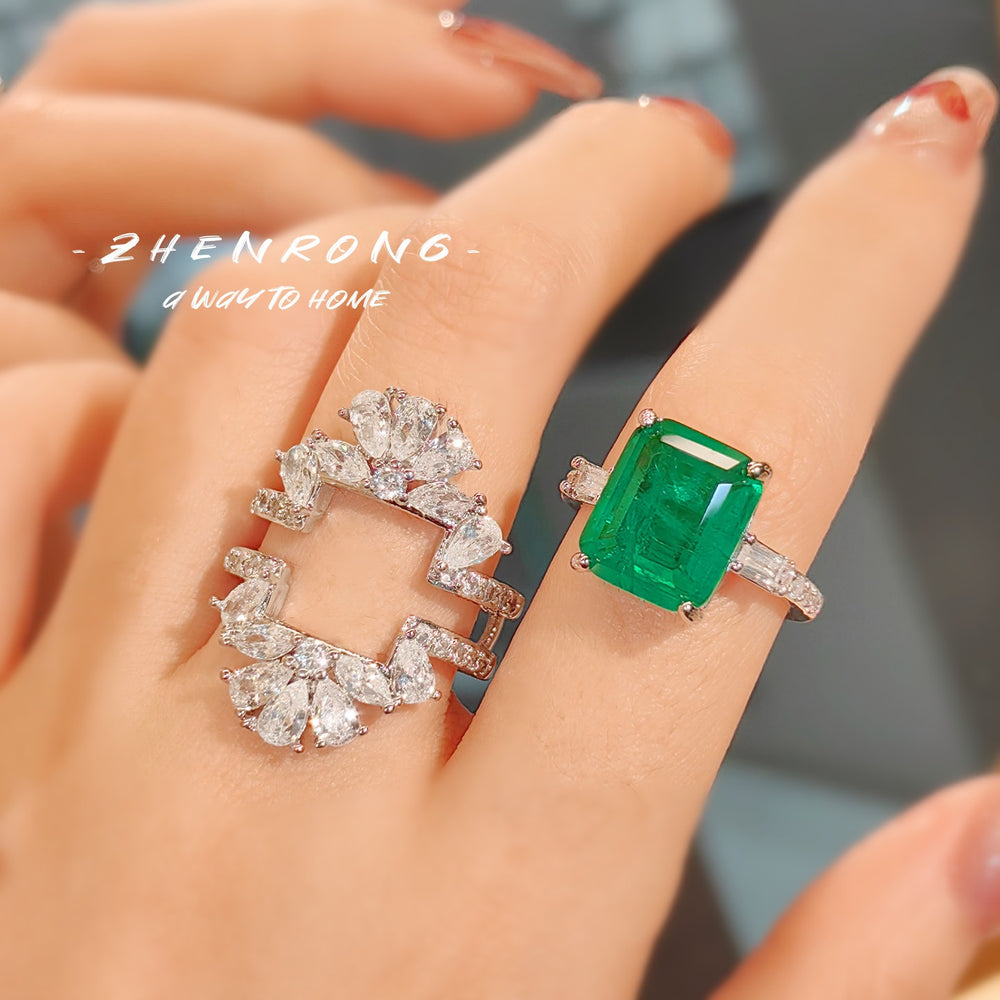 ZRNG 158 - Emerald Ring Set [Adjustable opening]