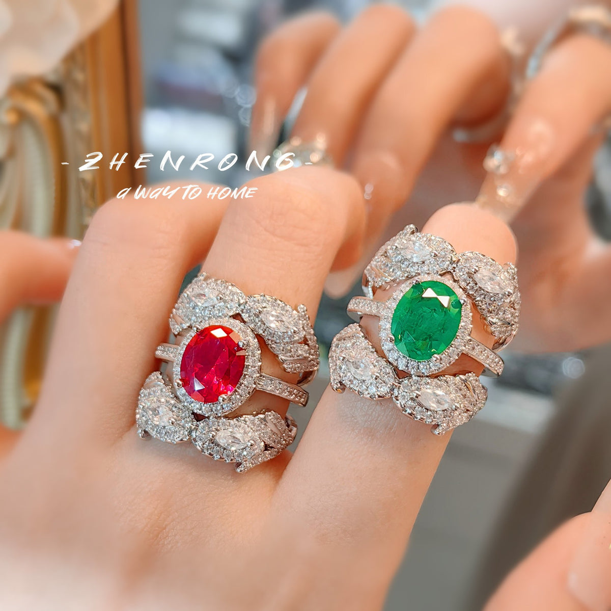 ZRNG 160 - Two Way Zircon Ring Set [Adjustable opening]