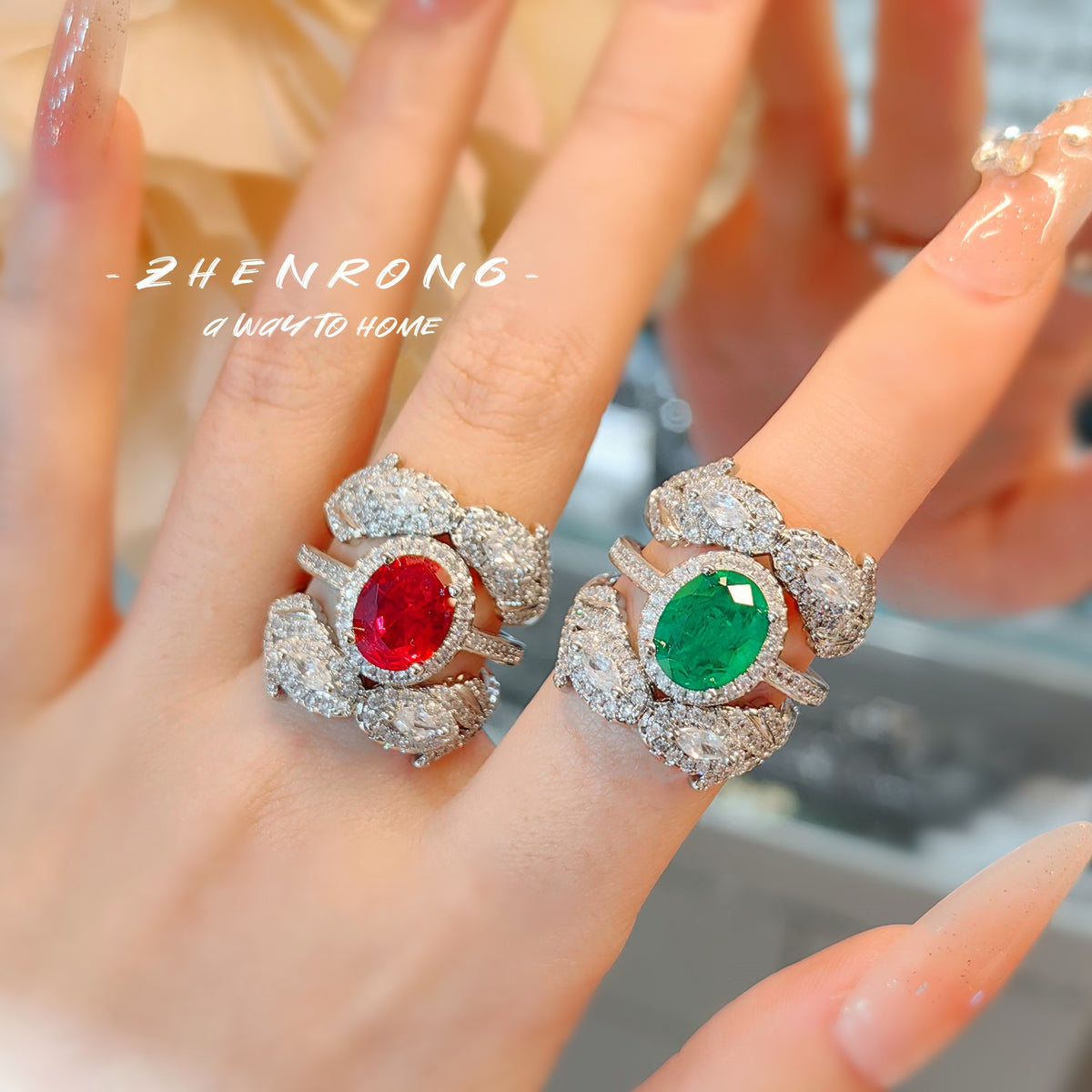 ZRNG 160 - Two Way Zircon Ring Set [Adjustable opening]