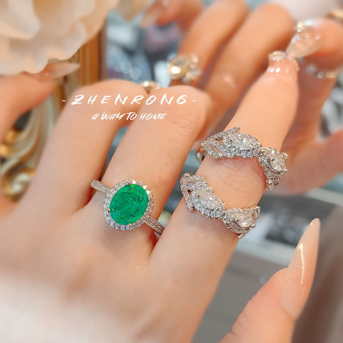 ZRNG 160 - Two Way Zircon Ring Set [Adjustable opening]
