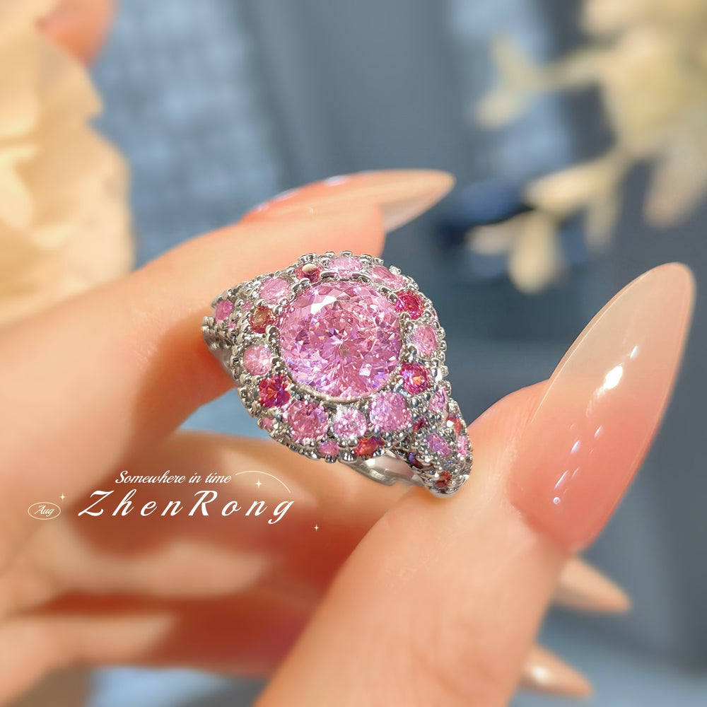 ZRNG 163 - Bird's Nest Cut Pink Ring [Adjustable opening]