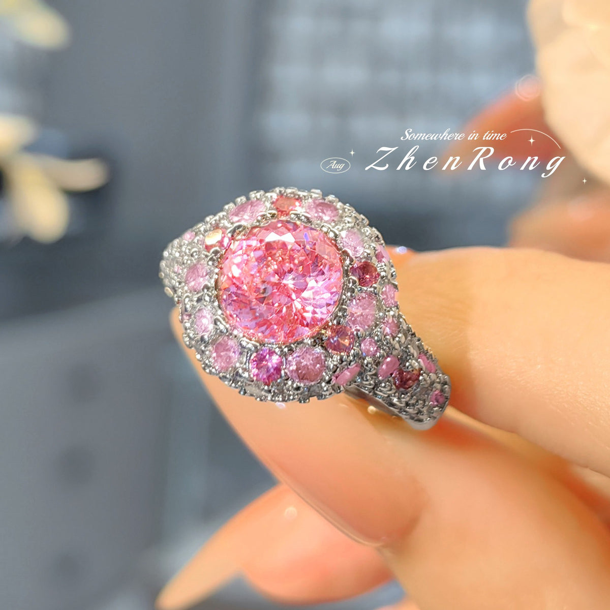 ZRNG 163 - Bird's Nest Cut Pink Ring [Adjustable opening]