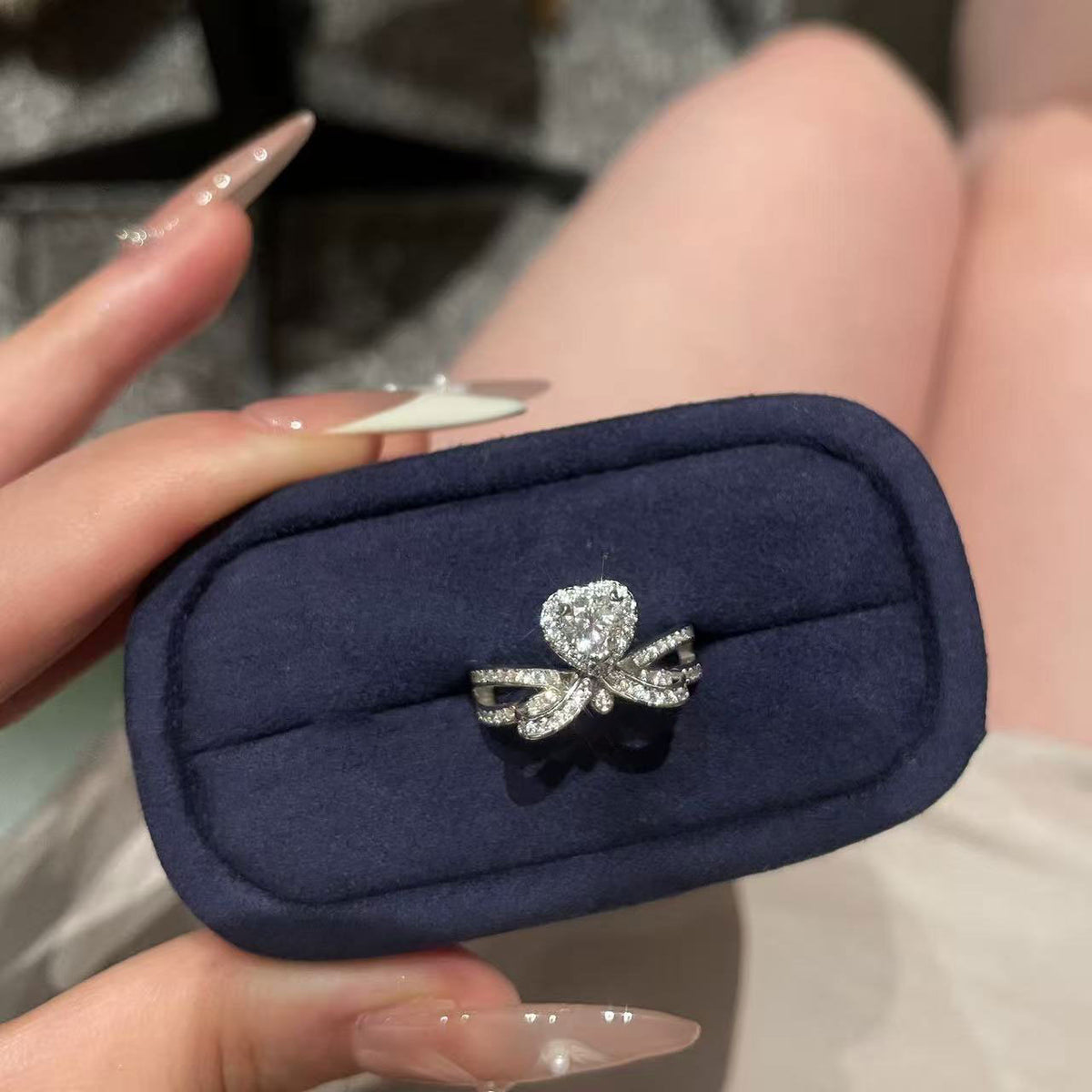 ZRNG 171 - Heart and Bow Motif Ring [Adjustable opening]