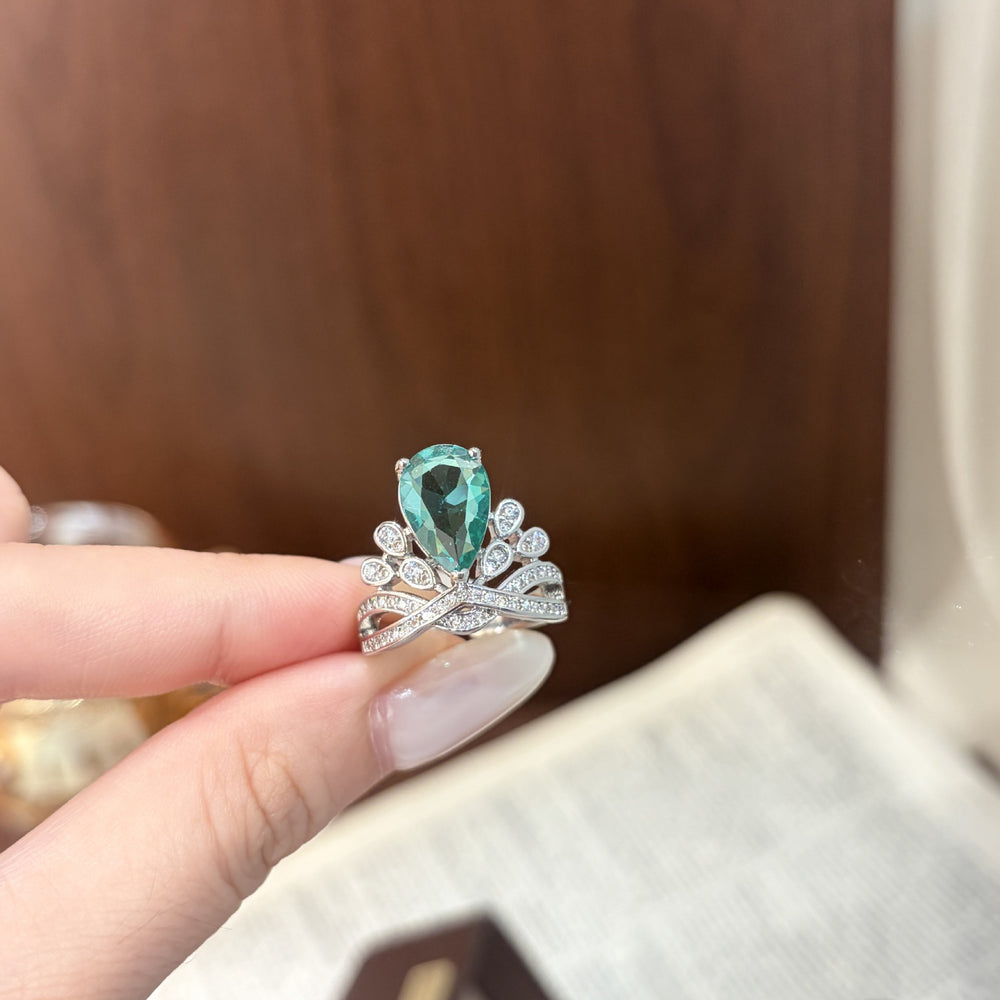 ZRNG 173 - Emerald Cubic Zirconia Ring [Adjustable opening]