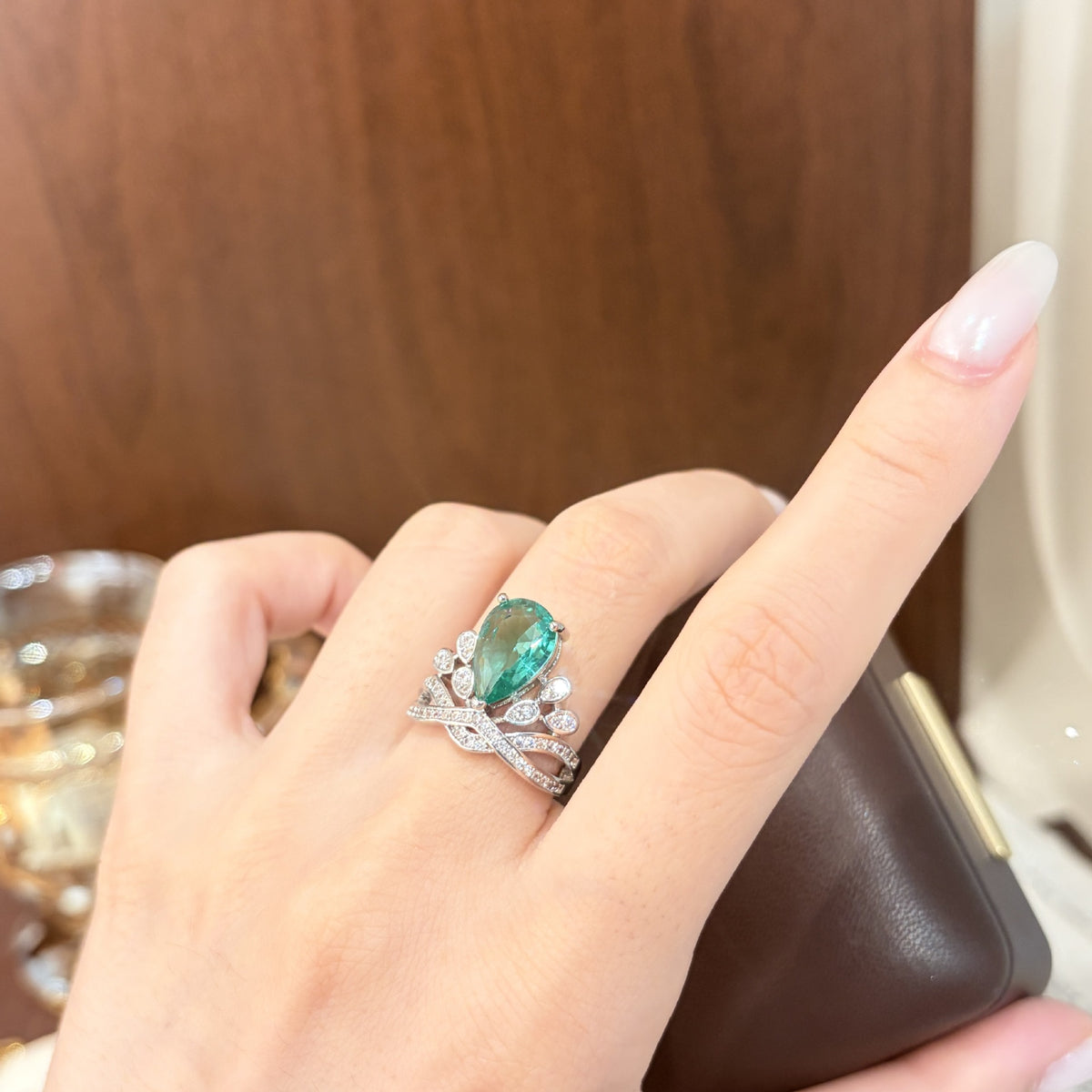 ZRNG 173 - Emerald Cubic Zirconia Ring [Adjustable opening]