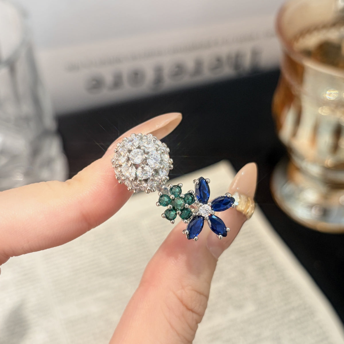 ZRNG 174 - Twin Blossom Ring [Adjustable opening]