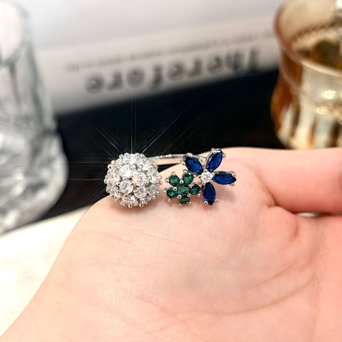 ZRNG 174 - Twin Blossom Ring [Adjustable opening]