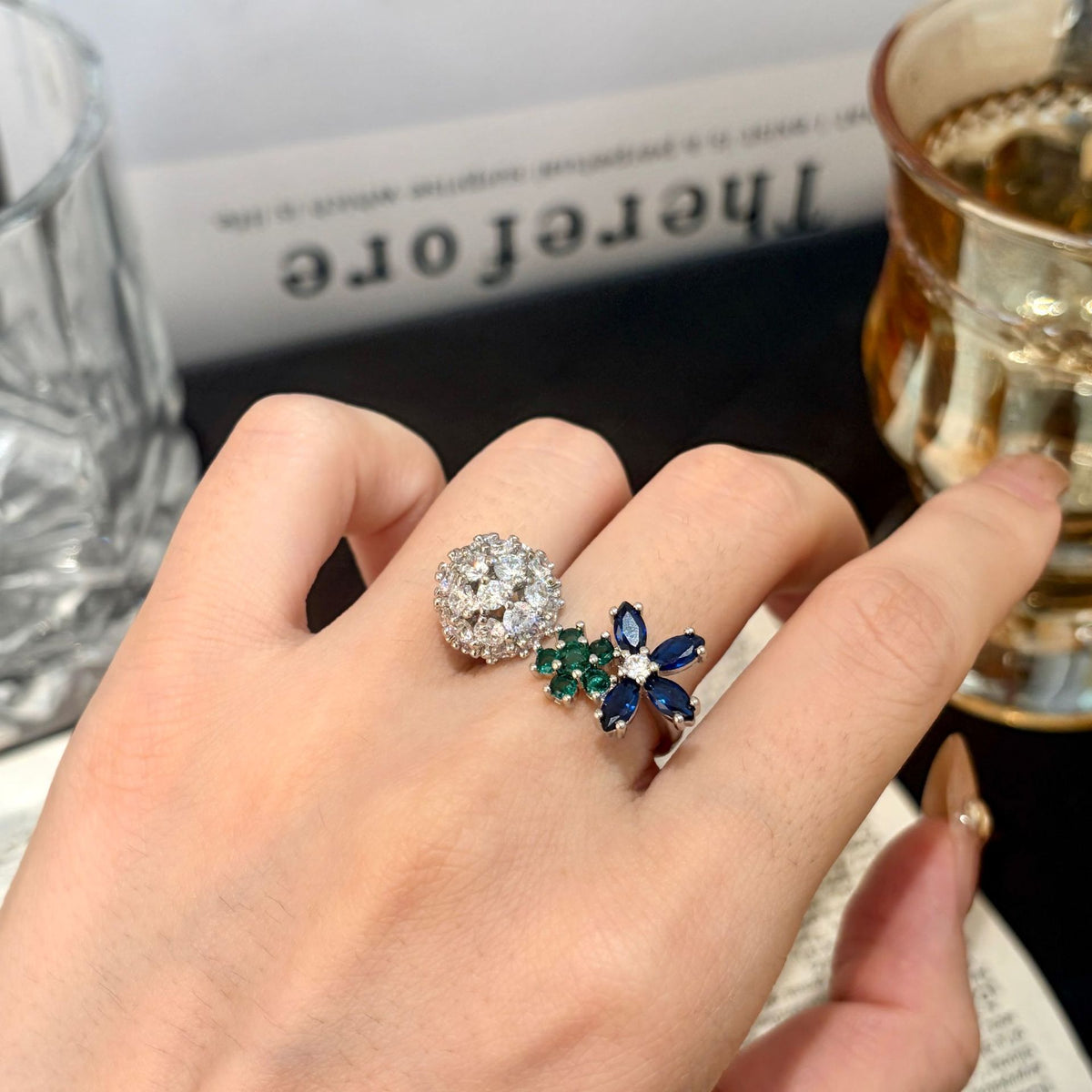 ZRNG 174 - Twin Blossom Ring [Adjustable opening]
