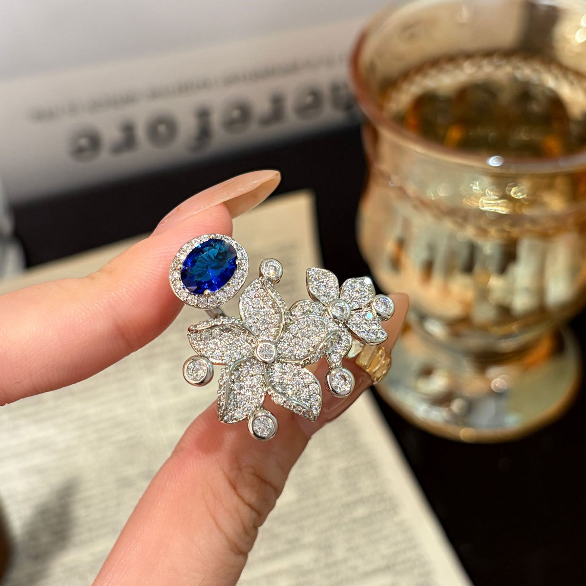 ZRNG 175 - Double Flower Ring [Adjustable opening]