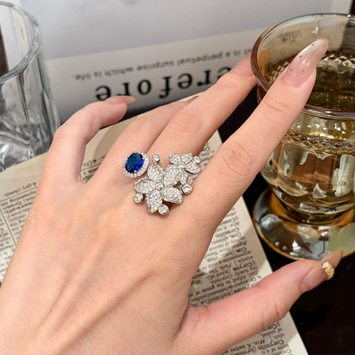 ZRNG 175 - Double Flower Ring [Adjustable opening]