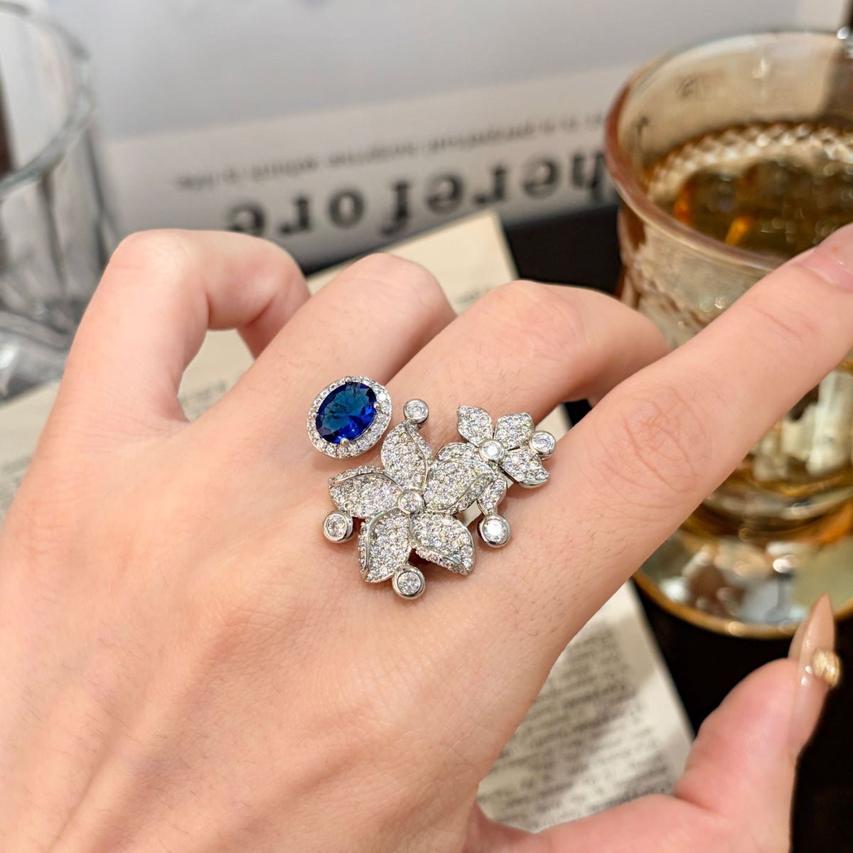 ZRNG 175 - Double Flower Ring [Adjustable opening]