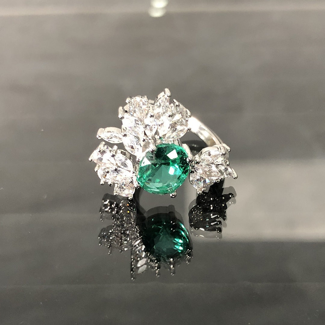 ZRNG 177 - Chic Green Zirconia Ring [Adjustable opening]