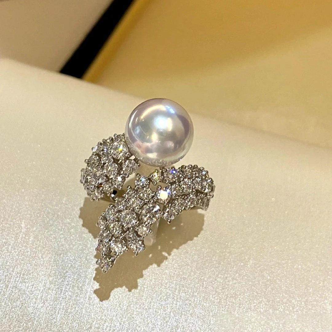 ZRNG 182 - White OPearl Zircon Ring [Adjustable opening]
