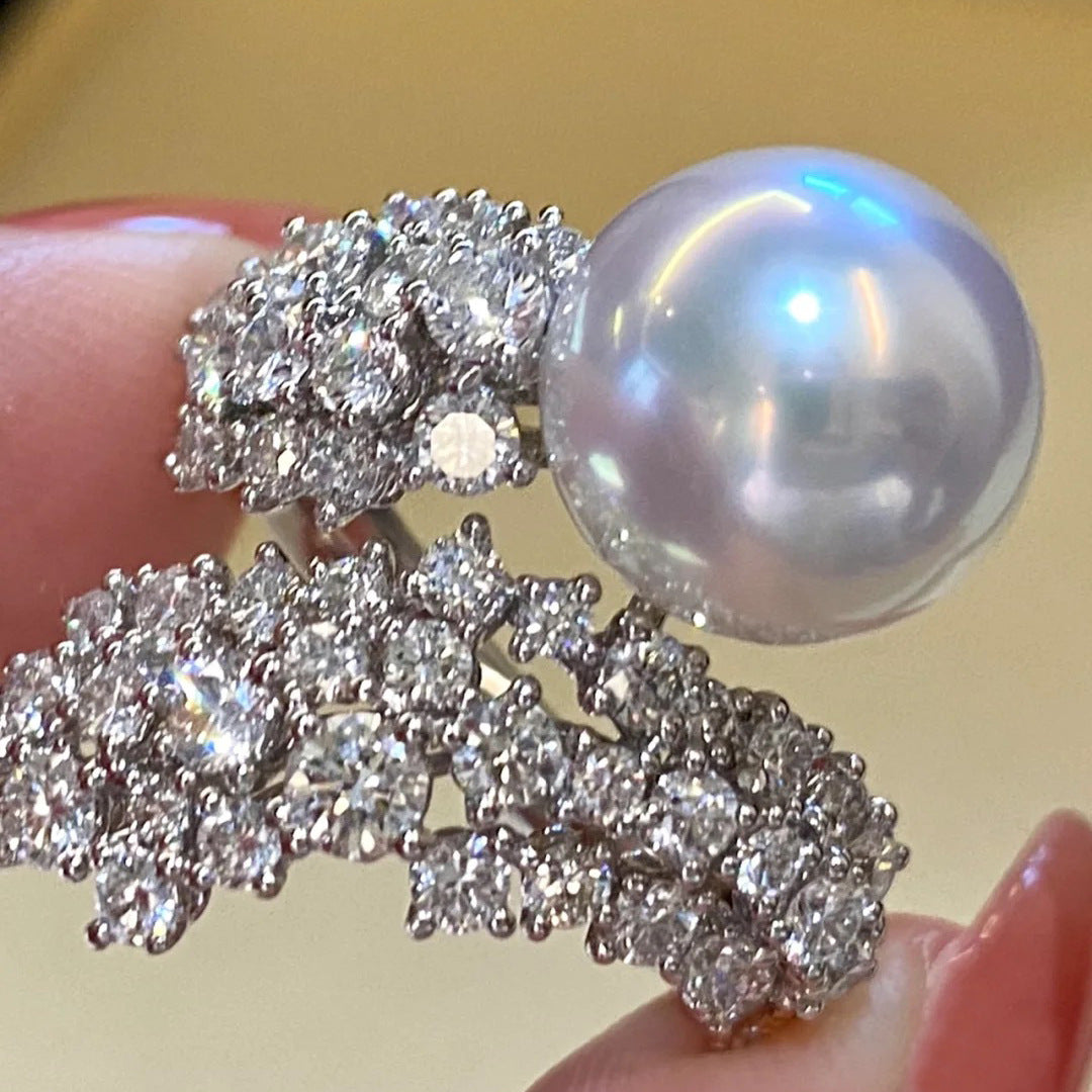 ZRNG 182 - White OPearl Zircon Ring [Adjustable opening]