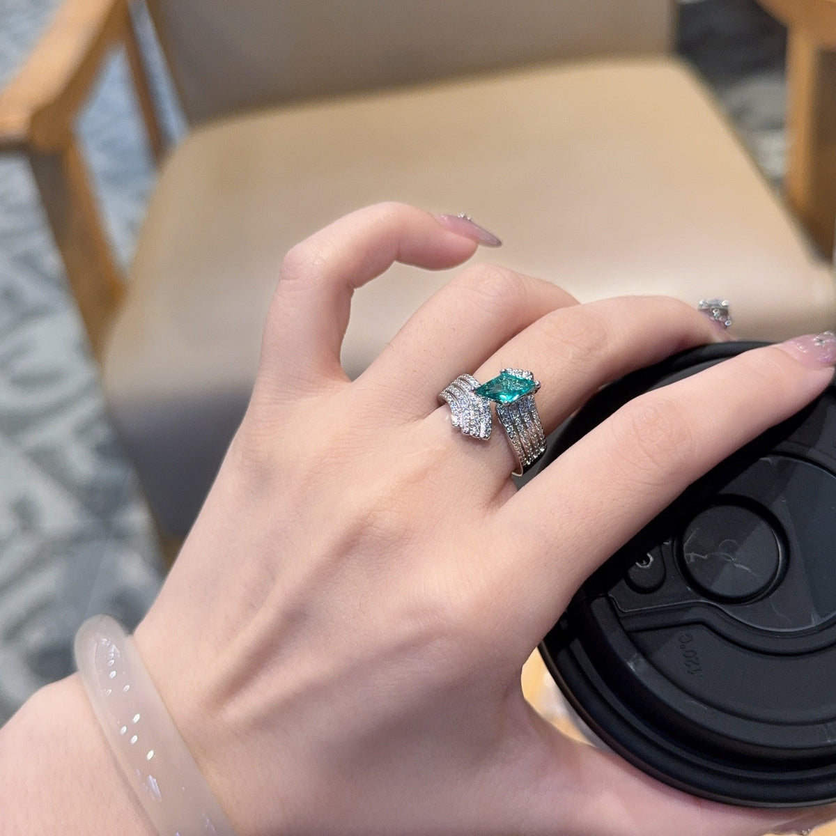 ZRNG 184 - Green Zirconic Ring [Adjustable opening]