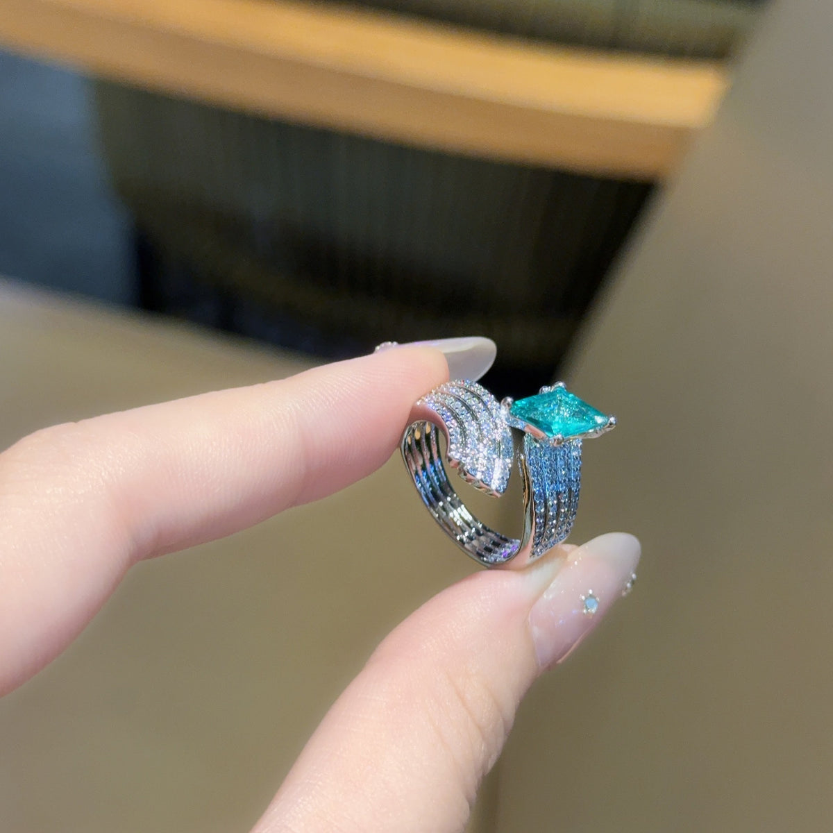 ZRNG 184 - Green Zirconic Ring [Adjustable opening]