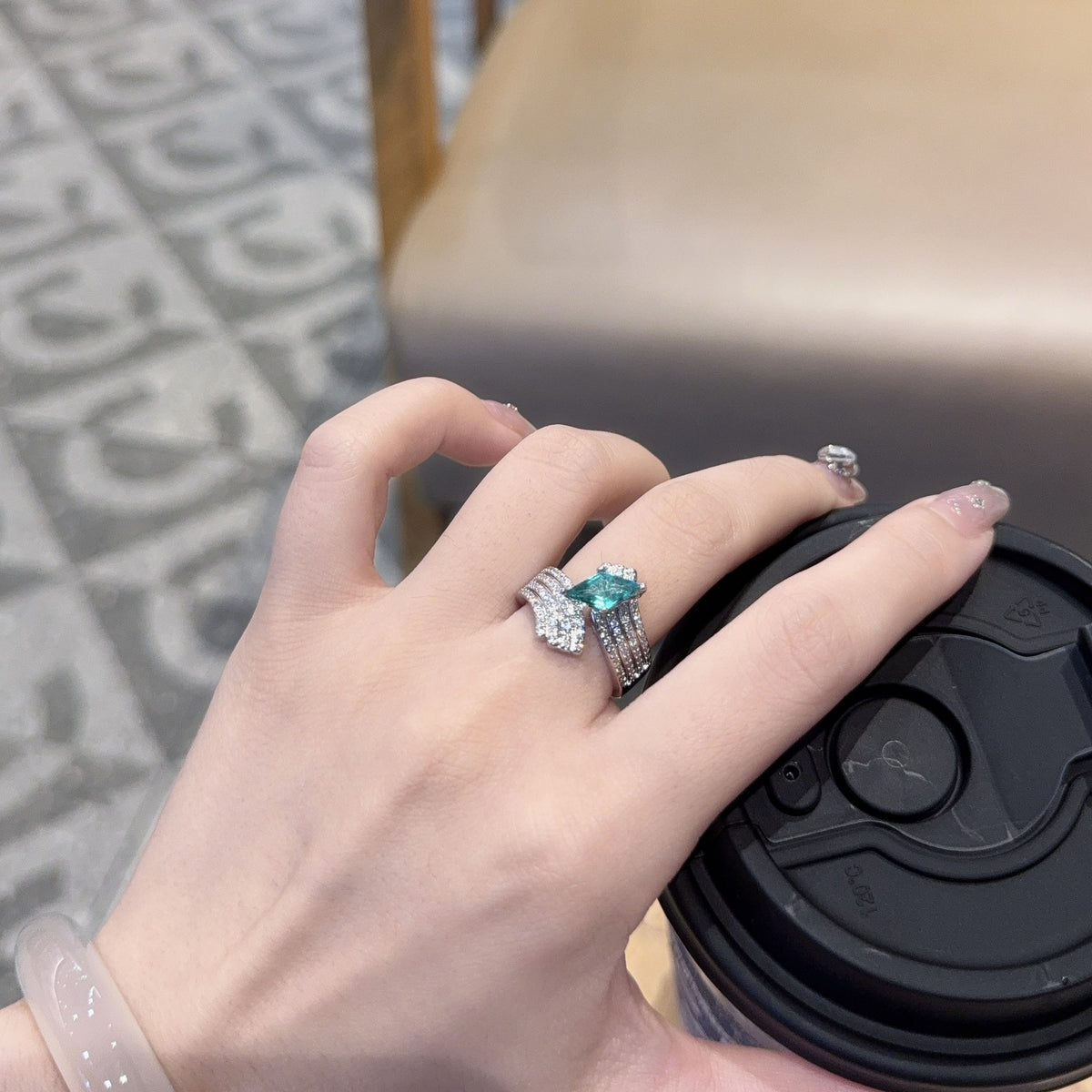 ZRNG 184 - Green Zirconic Ring [Adjustable opening]