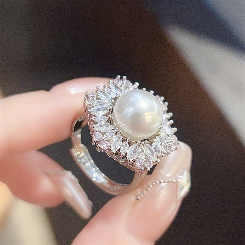 ZRNG 185 - Exquisite Pearl Flower Ring [Adjustable opening]