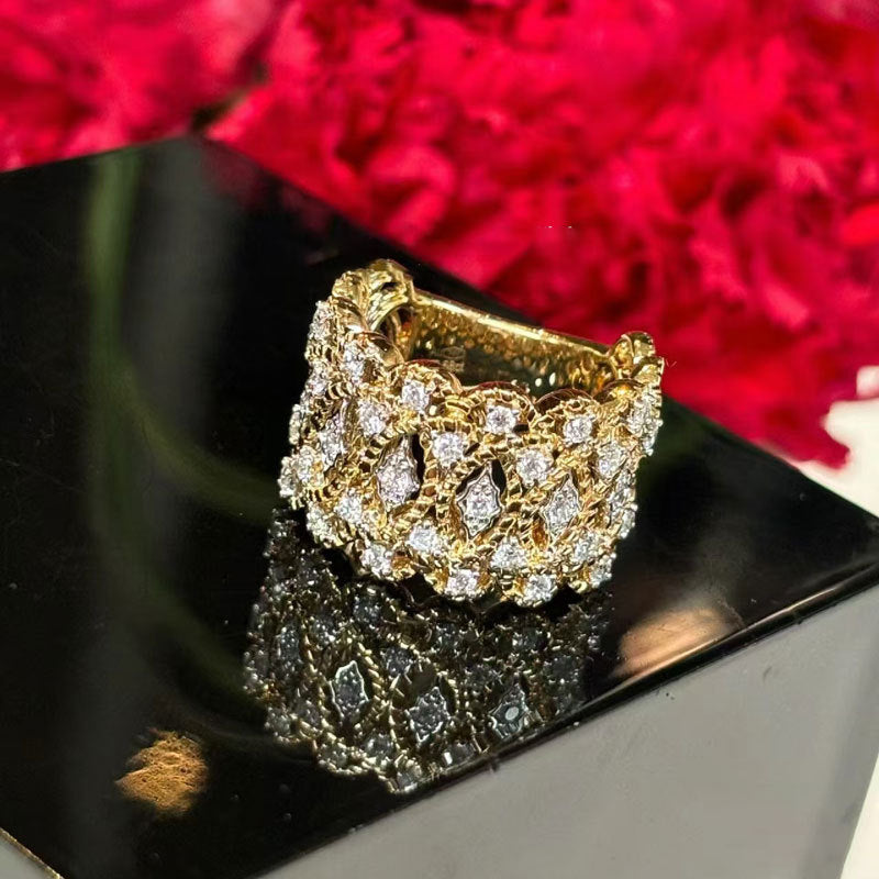 ZRNG 187 - Italian Style Filigree Gold Ring [Adjustable opening]