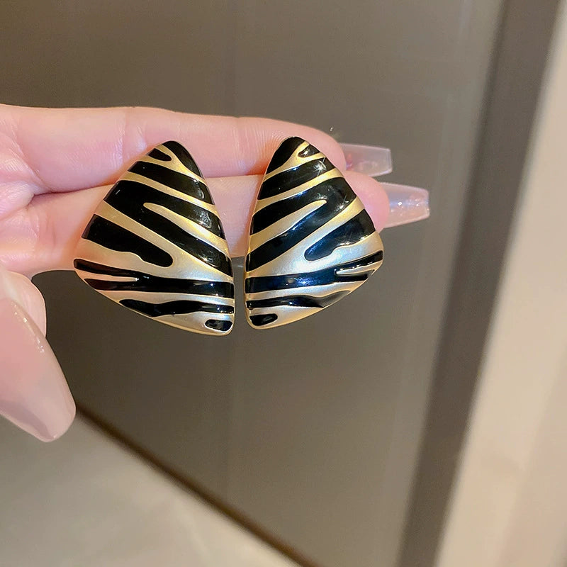 Zebra Print Triangle Stud Earrings