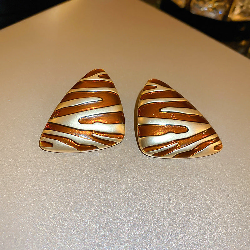 Zebra Print Triangle Stud Earrings