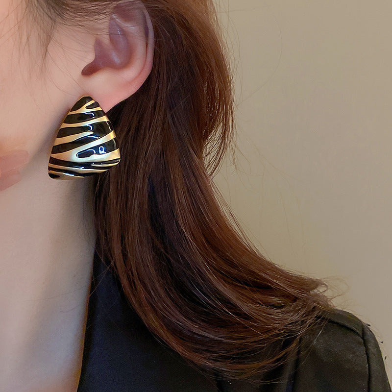 Zebra Print Triangle Stud Earrings
