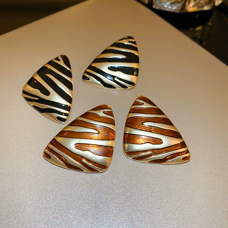 Zebra Print Triangle Stud Earrings