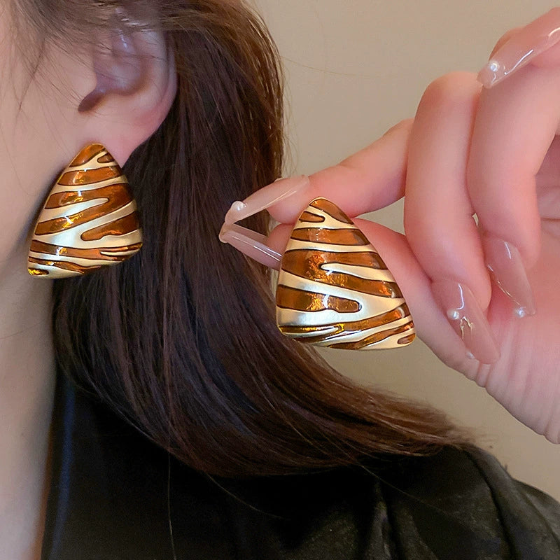 Zebra Print Triangle Stud Earrings