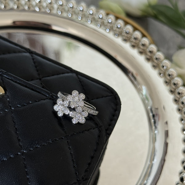 Zircon Floral Ring - Adjustable